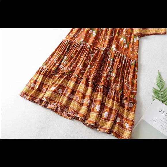 Long Sleeve Boho Floral Gypsy Print Maxi Dress - Picture 7 of 13